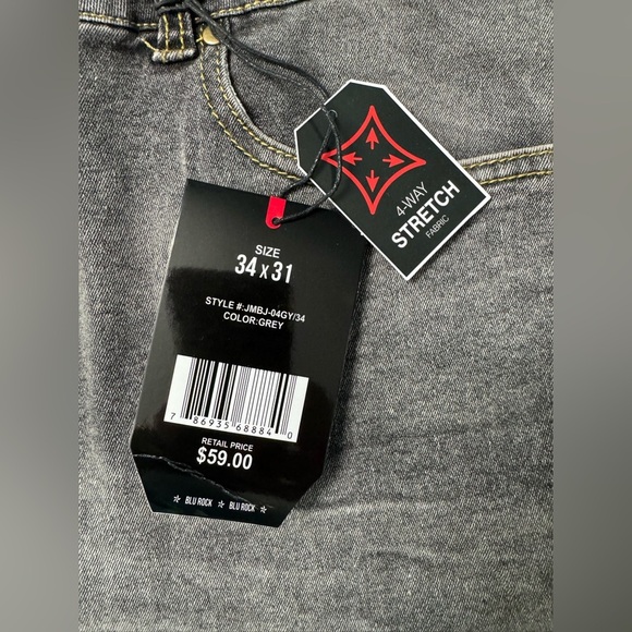 Blu Rock Denim: Men's Flex Stretch Slim Straight
Jeans in dark gray wash - Picture 5 of 7